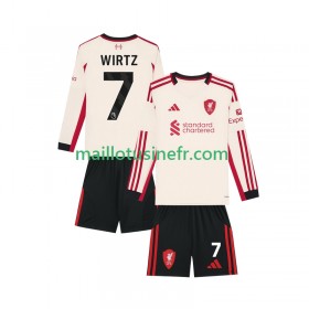 Maillot de Foot Liverpool Florian Wirtz 7 Extérieur 2025-26 Manches Longues - Enfant